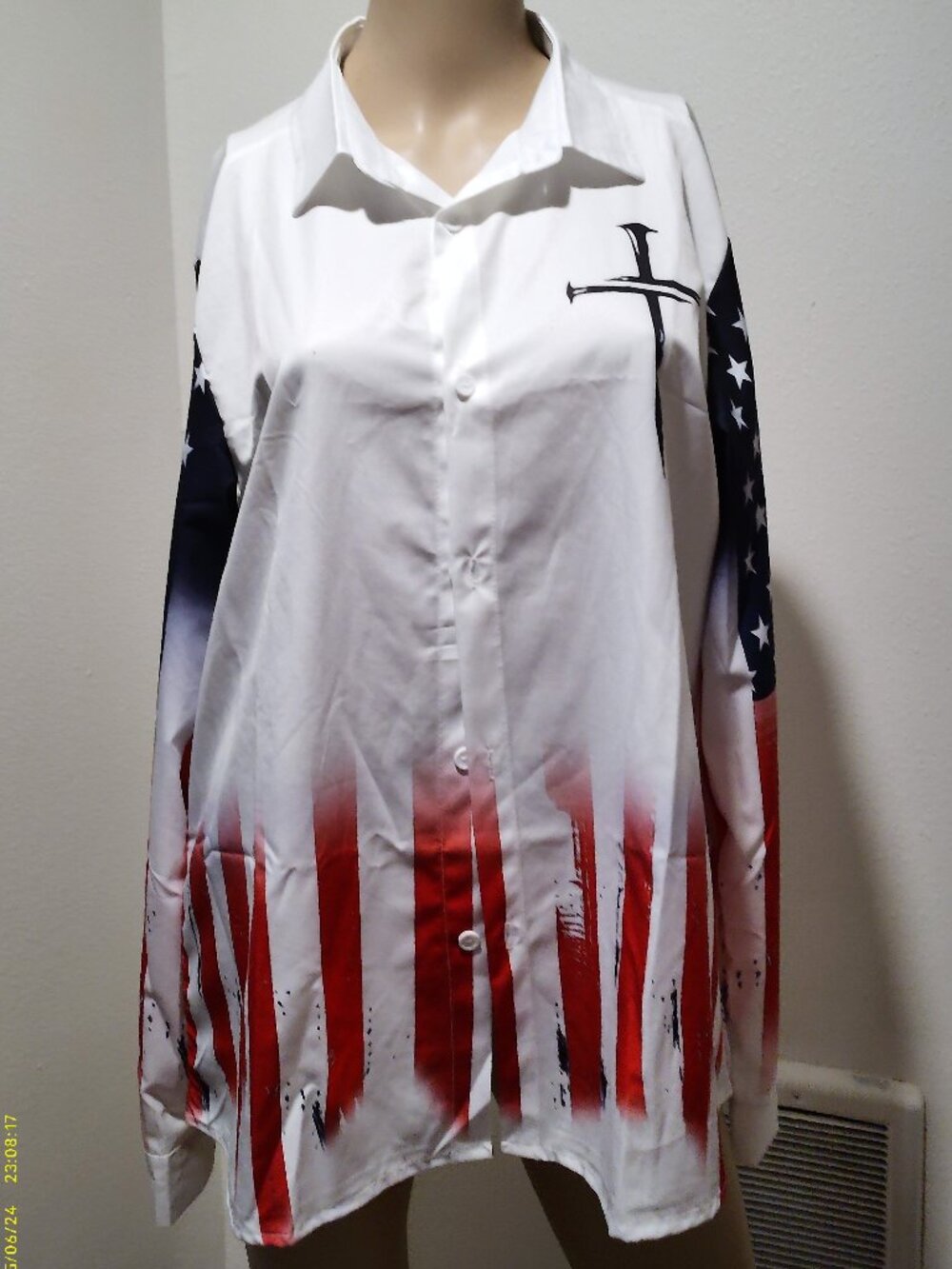 No brand name men's Button-down shirt patriotic/Christian size large